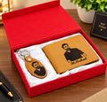 Personalized Leather Wallet & Keychain Gift Set for Men – Custom Photo & Name Engraving