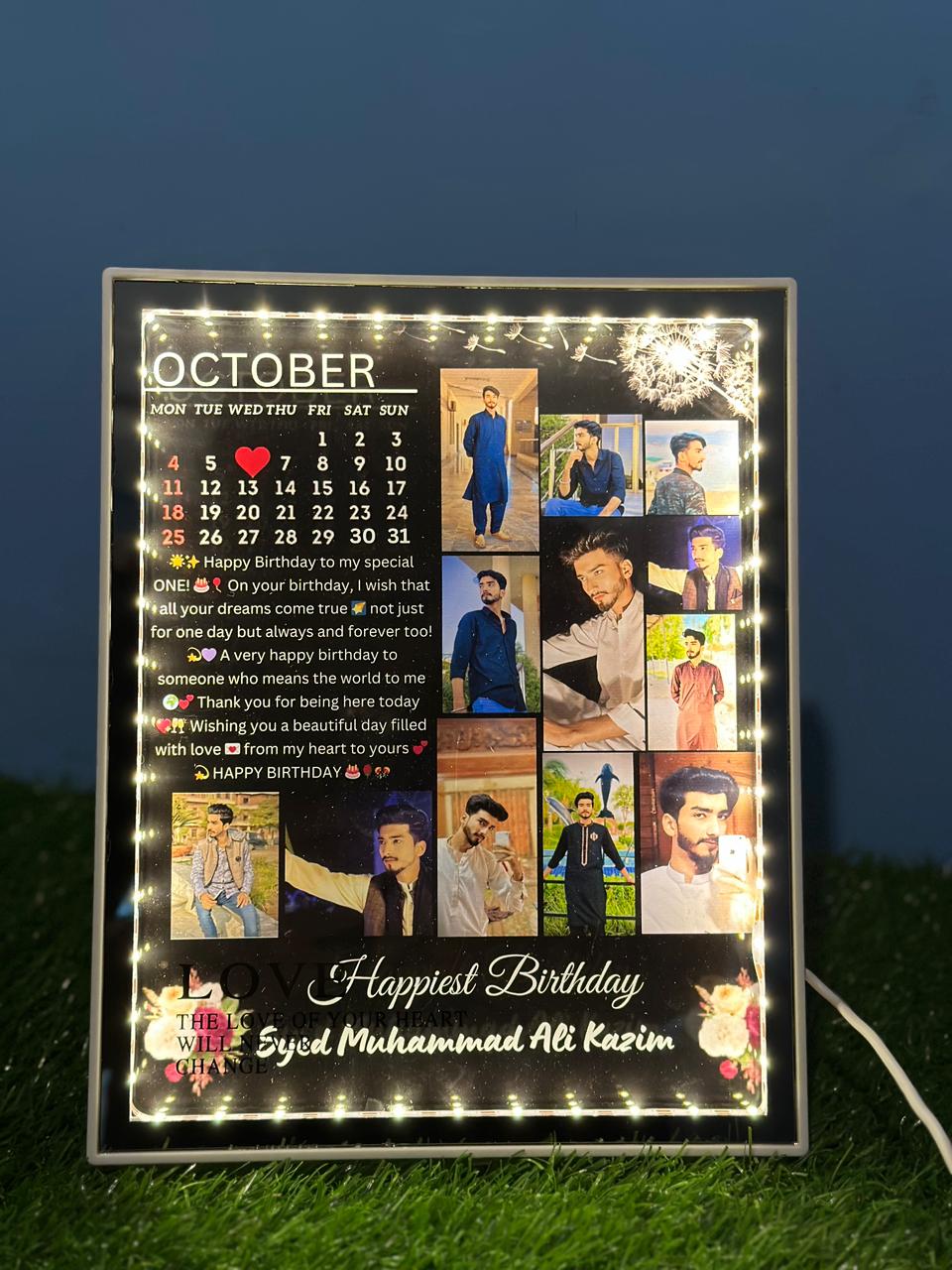 Personalized LED Photo Frame – Calendar Birthday Gift