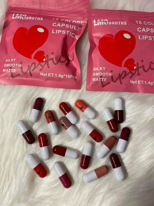 18 Pcs Mini Capsule Lipstick Set – Matte & Silky Smooth Lip Colors